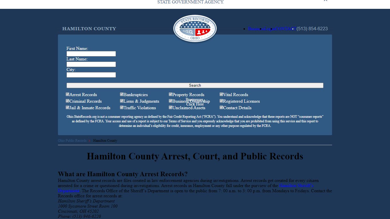 Hamilton County Arrest, Court, and Public Records